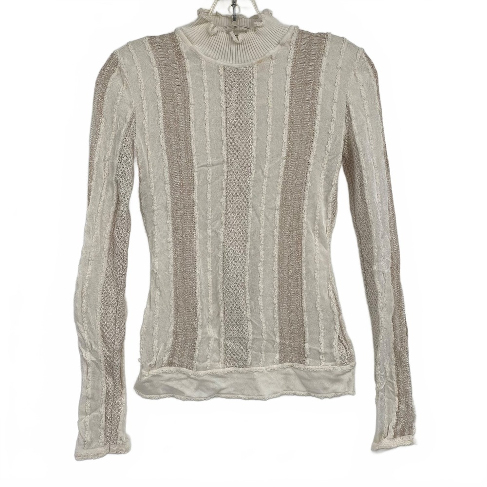 Roberto Cavalli Cream Vintage Sparkle Striped Knit Top | OS Regular